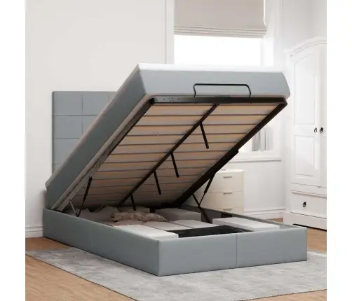 Osmaņu Gultas Rāmis Ar Matrača Gaiši Pelēks 120X190 Cm Audums Vidaxl