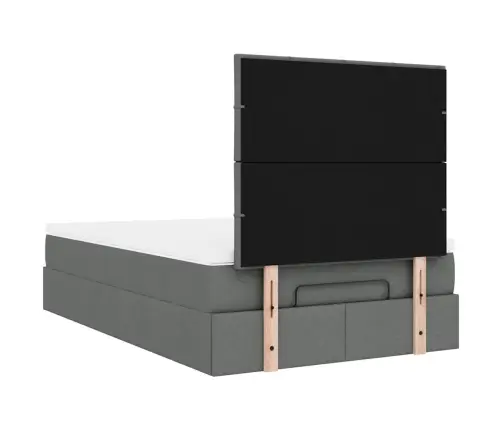 Osmaņu Gulta Ar Matraci&Leds, Tumši Pelēks, 120X190 Cm, Audums Vidaxl