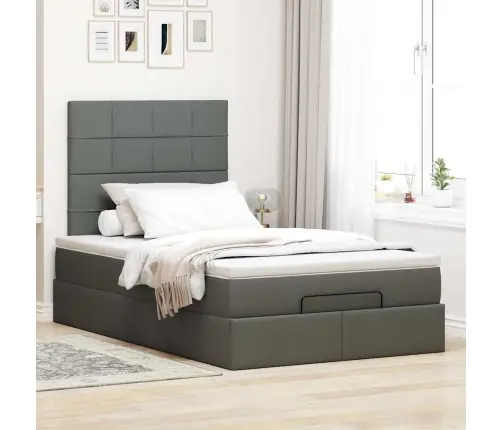 Osmaņu Gulta Ar Matraci&Leds, Tumši Pelēks, 120X190 Cm, Audums Vidaxl