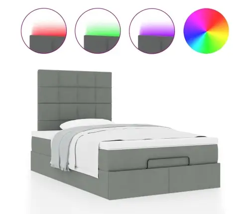 Osmaņu Gulta Ar Matraci&Leds, Tumši Pelēks, 120X190 Cm, Audums Vidaxl