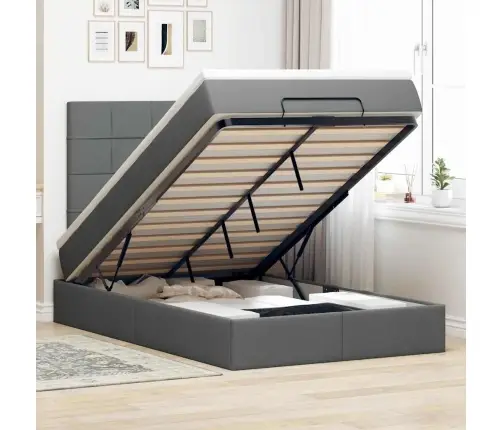 Osmaņu Gulta Ar Matraci&Leds, Tumši Pelēks, 120X190 Cm, Audums Vidaxl