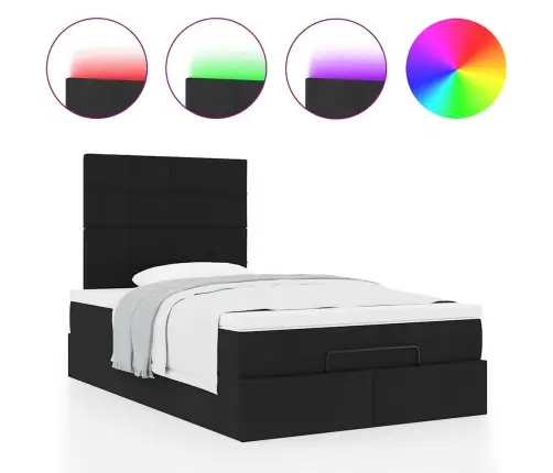 Osmaņu Gulta Ar Matraci&Leds, Melns, 120X190 Cm, Audums Vidaxl