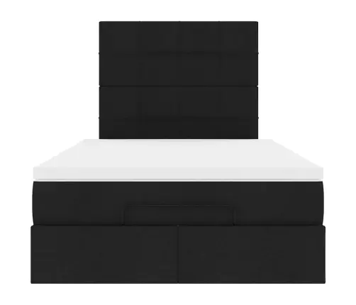 Osmaņu Gulta Ar Matraci&Leds, Melns, 120X190 Cm, Audums Vidaxl
