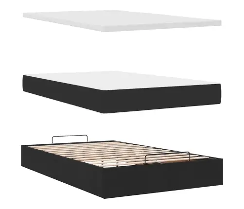 Osmaņu Gulta Ar Matraci&Leds, Melns, 120X190 Cm, Audums Vidaxl