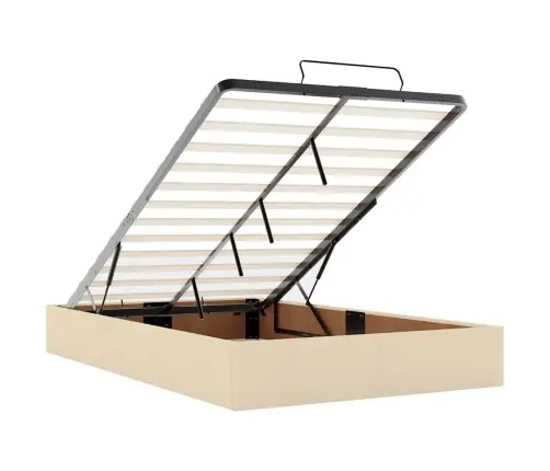 Osmaņu Gulta Ar Matraci&Leds, Krēmkrāsas, 120X190 Cm, Audums Vidaxl