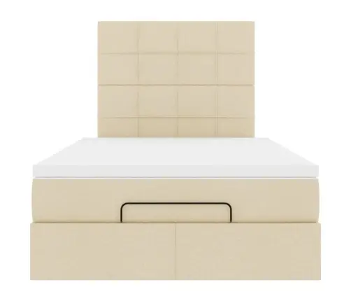 Osmaņu Gulta Ar Matraci&Leds, Krēmkrāsas, 120X190 Cm, Audums Vidaxl