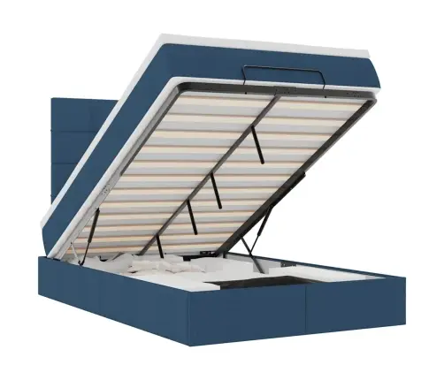 Osmaņu Gulta Ar Matraci&Leds, Zils, 120X190 Cm, Audums Vidaxl