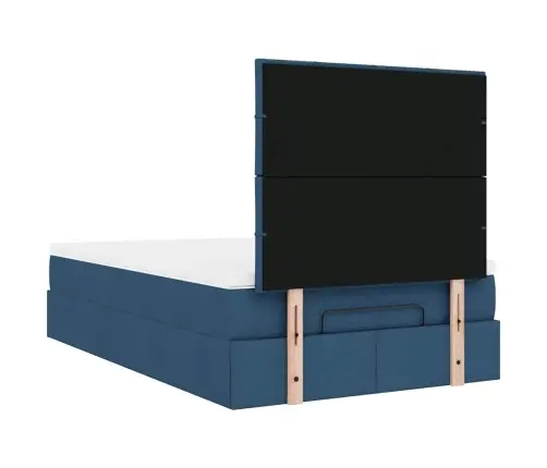 Osmaņu Gulta Ar Matraci&Leds, Zils, 120X190 Cm, Audums Vidaxl