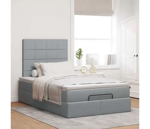 Osmanų Lovos Rėmas Su Čiužiniu, Pilkas, 120X200cm Audinys