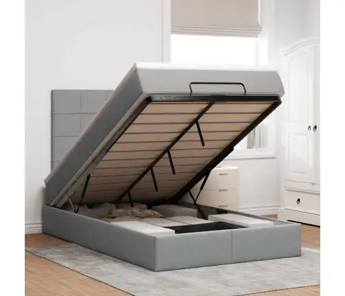 Osmanų Lovos Rėmas Su Čiužiniu, Pilkas, 120X200cm Audinys