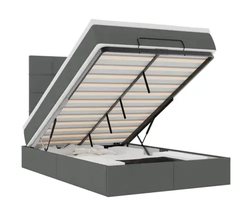 Osmaņu Gulta Ar Matraci&Leds, Tumši Pelēks, 120X200 Cm, Audums Vidaxl