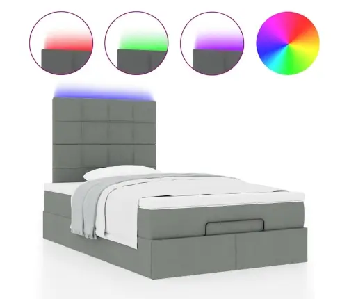 Osmaņu Gulta Ar Matraci&Leds, Tumši Pelēks, 120X200 Cm, Audums Vidaxl