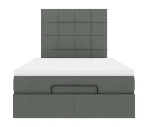 Osmaņu Gulta Ar Matraci&Leds, Tumši Pelēks, 120X200 Cm, Audums Vidaxl