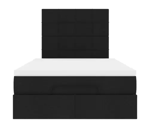 Osmaņu Gultas Rāmis Ar Matrača Melns 120X200 Cm Audums Vidaxl