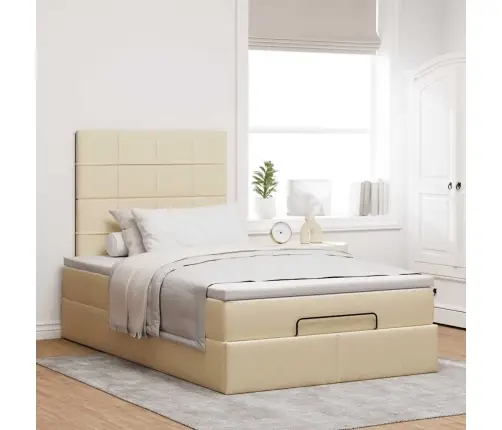 Osmaņu Gultas Rāmis Ar Matrača Krēmkrāsas 120X200 Cm Audums Vidaxl