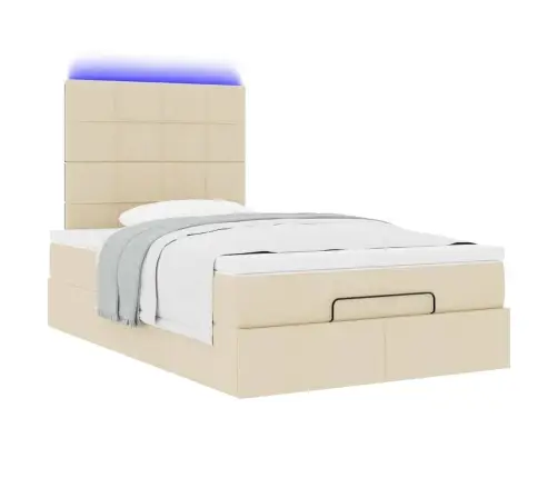 Osmaņu Gultas Rāmis Ar Matrača Krēmkrāsas 120X200 Cm Audums Vidaxl