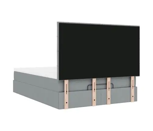 Osmanų Lova Su Čiužiniu Ir Led Šviesiai Pilka 140X190Cm Audinys