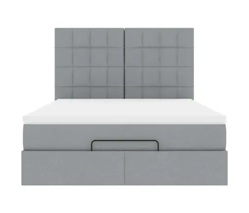 Osmanų Lova Su Čiužiniu Ir Led Šviesiai Pilka 140X190Cm Audinys