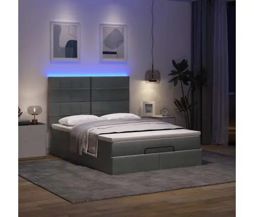 Osmaņu Gulta Ar Matraci&Leds, Tumši Pelēks, 140X190 Cm, Audums Vidaxl