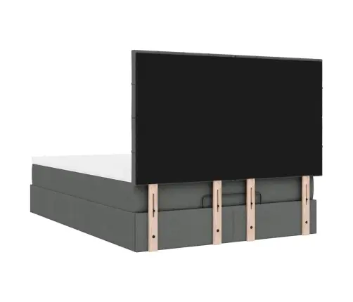Osmaņu Gulta Ar Matraci&Leds, Tumši Pelēks, 140X190 Cm, Audums Vidaxl