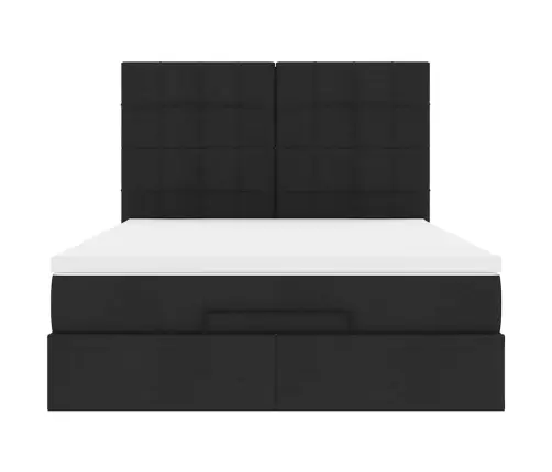 Osmaņu Gulta Ar Matraci & Leds, Melns, 140X190 Cm, Audums Vidaxl