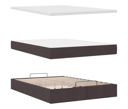 Ottomani Voodi Madratsita Ja Led, Tumepruun, 140X190cm Kangas