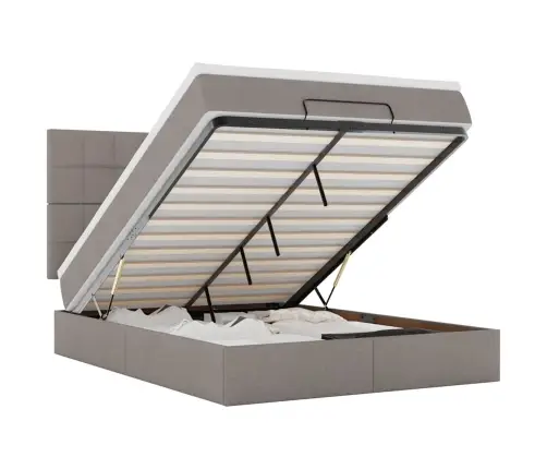 Osmaņu Gulta Ar Matraci & Leds, Taupē, 140X190 Cm, Audums Vidaxl