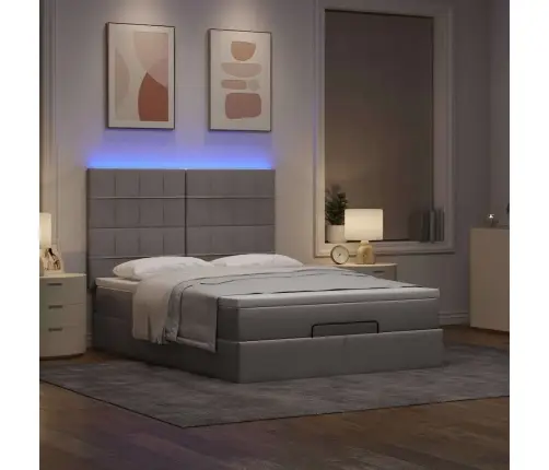 Osmaņu Gulta Ar Matraci & Leds, Taupē, 140X190 Cm, Audums Vidaxl