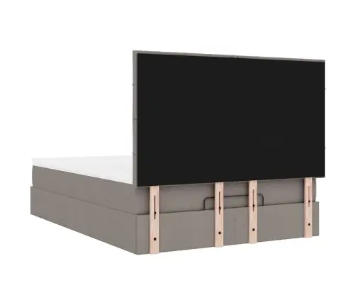 Osmaņu Gulta Ar Matraci & Leds, Taupē, 140X190 Cm, Audums Vidaxl