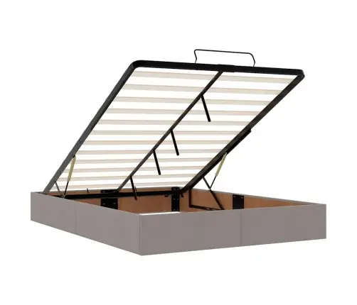 Osmaņu Gulta Ar Matraci & Leds, Taupē, 140X190 Cm, Audums Vidaxl