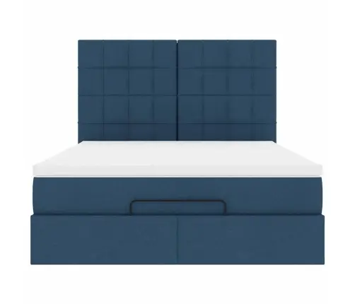 Osmanų Lova Su Čiužiniu Ir Led Mėlynas 140X190Cm Audinys
