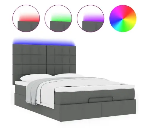 Osmaņu Gulta Ar Matraci&Leds, Tumši Pelēks, 140X200 Cm, Audums Vidaxl