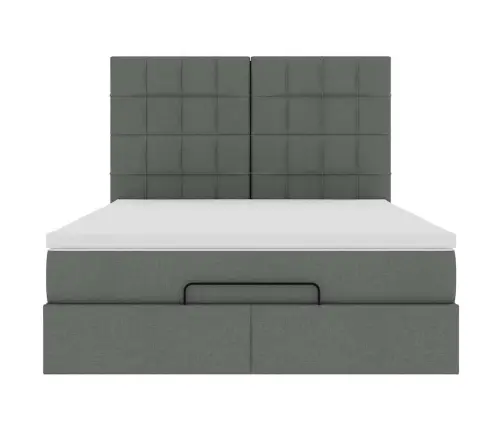 Osmaņu Gulta Ar Matraci&Leds, Tumši Pelēks, 140X200 Cm, Audums Vidaxl