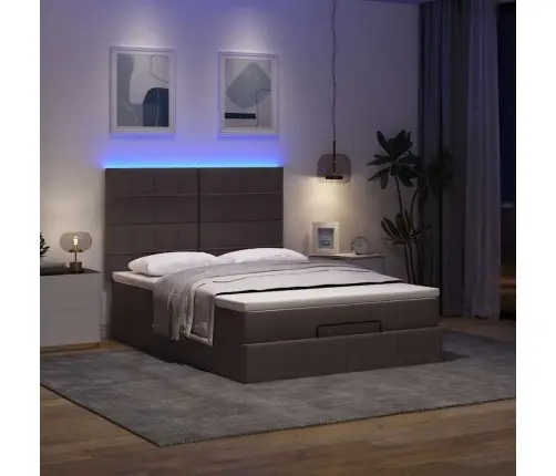 Osmaņu Gultas Rāmis Ar Matrača Tumši Pelēks 140X200Cm Audums Vidaxl