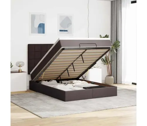 Osmaņu Gultas Rāmis Ar Matrača Tumši Pelēks 140X200Cm Audums Vidaxl