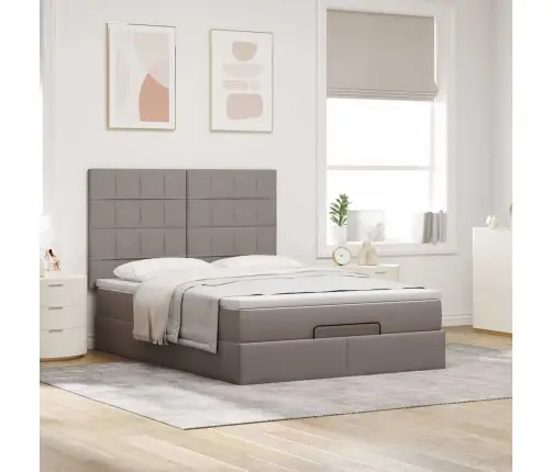 Osmaņu Gulta Ar Matraci Un Gaismas Diodēm Taupē 140X200 Cm Vidaxl