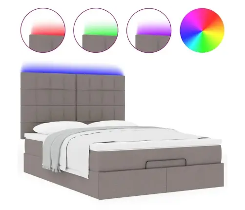 Osmaņu Gulta Ar Matraci Un Gaismas Diodēm Taupē 140X200 Cm Vidaxl