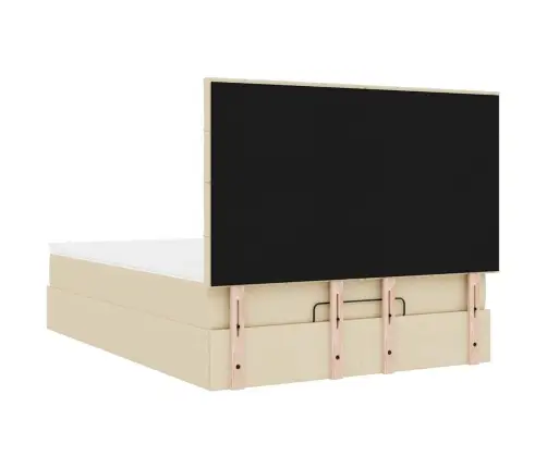 Osmaņu Gulta Ar Matraci & Leds, Krēmkrāsas, 140X200 Cm, Audums Vidaxl