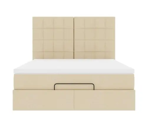 Osmaņu Gulta Ar Matraci & Leds, Krēmkrāsas, 140X200 Cm, Audums Vidaxl