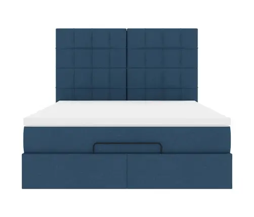 Osmaņu Gultas Rāmis Ar Matrača Zils 140X200 Cm Audums Vidaxl