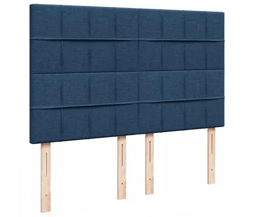 Osmaņu Gultas Rāmis Ar Matrača Zils 140X200 Cm Audums Vidaxl