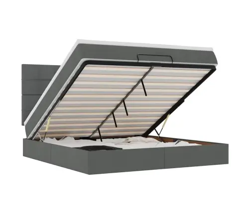 Ottomani Voodiraam Madratsiga, Tumehall, 160X200 cm Kangas