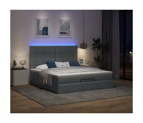 Ottomani Voodiraam Madratsiga, Tumehall, 160X200 cm Kangas