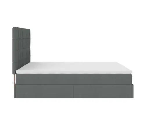 Ottomani Voodiraam Madratsiga, Tumehall, 160X200 cm Kangas