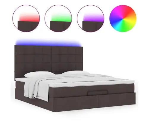 Ottomani Voodiraam Madratsiga, Tumepruun, 160X200 cm Kangas