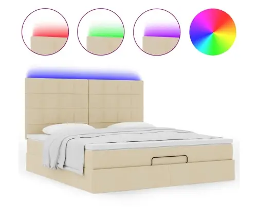 Ottomani Voodiraam Madratsiga, Kreemjas, 160X200 cm Kangas