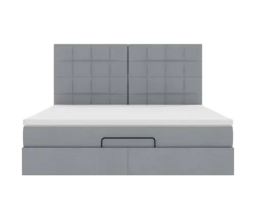 Osmaņu Gulta Ar Matraci & Leds, Gaiši Pelēks, 180X200Cm, Audums Vidaxl