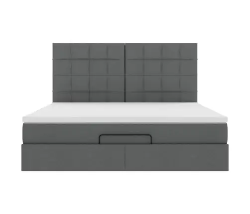 Ottomani Voodi Madratsi Ja Led, Tumehall, 180X200cm Kangas