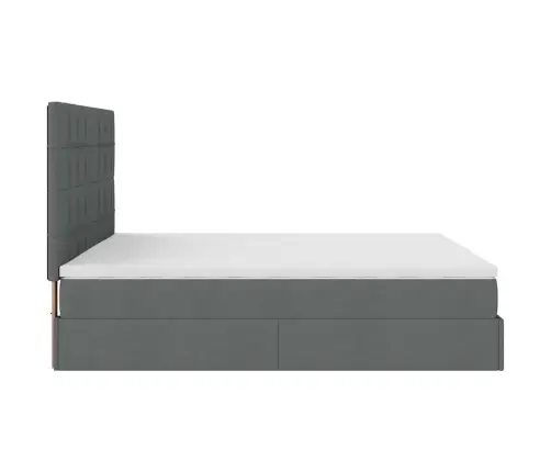 Ottomani Voodi Madratsi Ja Led, Tumehall, 180X200cm Kangas