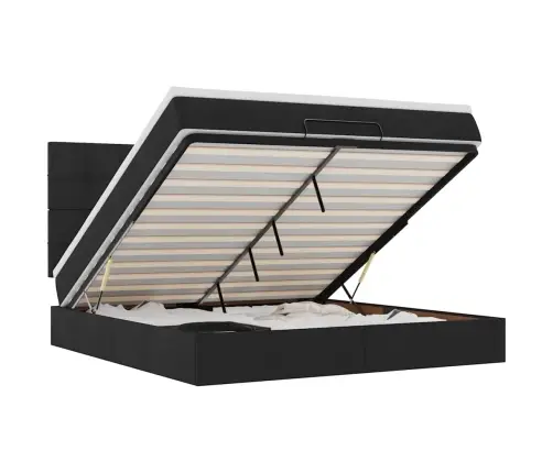 Osmaņu Gulta Ar Matraci & Leds, Melns, 180X200Cm, Audums Vidaxl